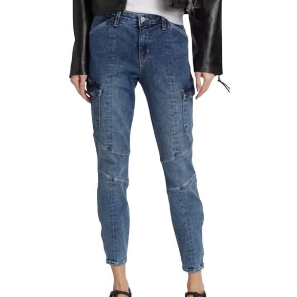 L'AGENCE Denim - L'Agence Patton Medium Wash Mid Rise Skinny Cargo Denim Jeans size 26 Utility
